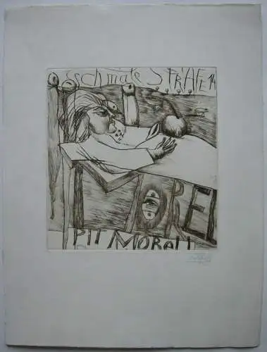 Pit Morell (1939) "Schmale Strafe 14" Orig Radierung signiert datiert 41/50