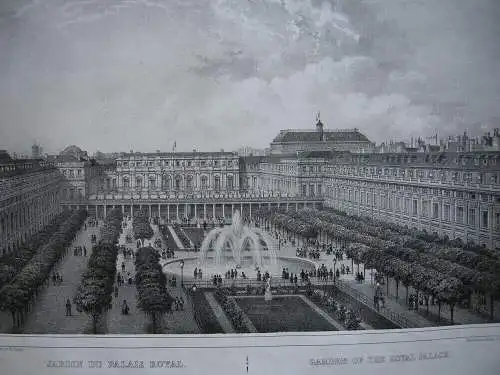 Paris Jardin du Palais Royal Orig Lithografie Benoist 1845 Vues de Paris