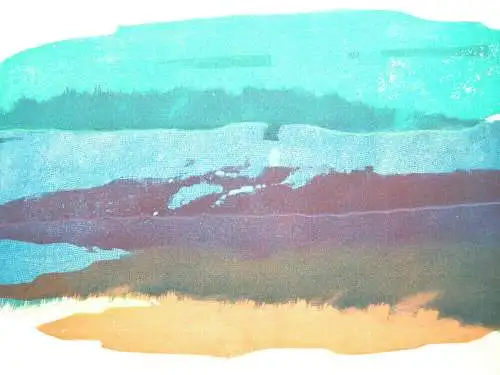 Inge Helsper-Christiansen (1942)  Spiel mit Farben Aquarell Radierung signiert