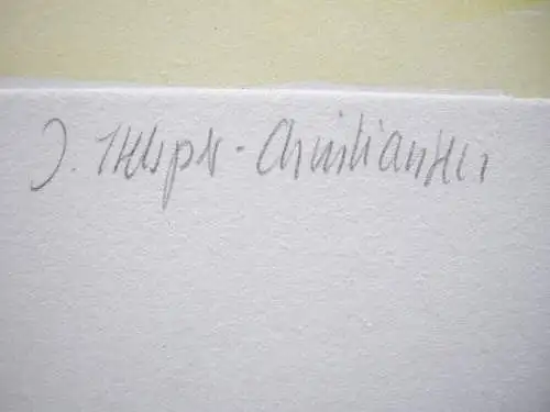 Inge Helsper-Christiansen (1942)  Spiel mit Farben Aquarell Radierung signiert