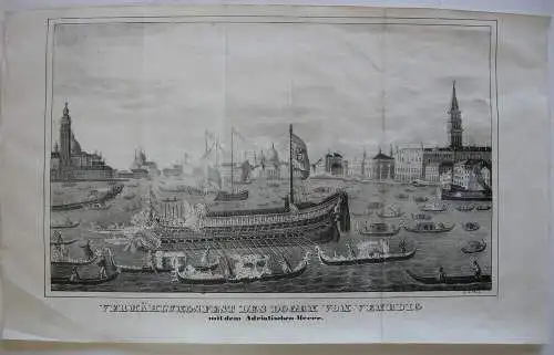 Venedig Venezia Vermählungsfest des Dogen Italia Orig Lithografie 1860 Adria