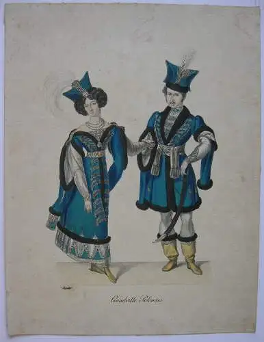 München Fasching am Hof Ludwig I. 1835 Quadrilles Parees 5 Orig. Lithografien 