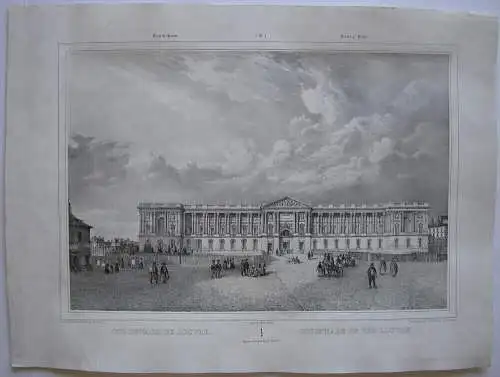 Paris Colonnade du Louvre Orig Lithografie Benoist 1845 Vues de Paris