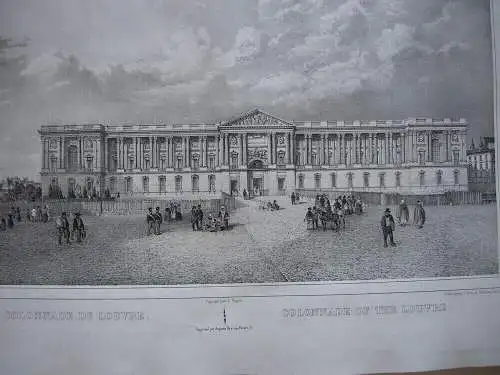 Paris Colonnade du Louvre Orig Lithografie Benoist 1845 Vues de Paris