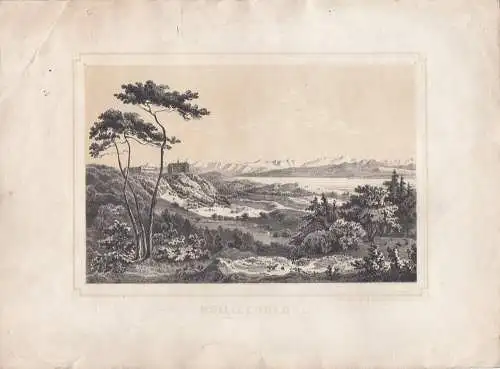 Heiligenberg Bodenseekreis Salem Bodensee getönte Orig Lithografie 1840 