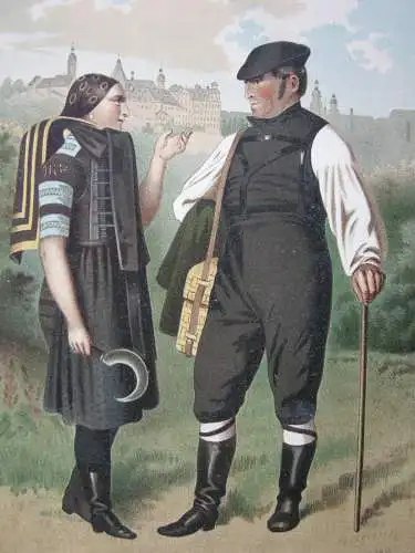 Kostüme Altenburg Thüringen 3 Chromolithografien Albert Kretschmer 1870