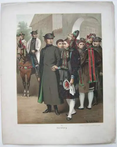 Kostüme Altenburg Thüringen 3 Chromolithografien Albert Kretschmer 1870