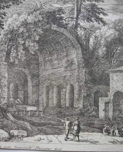 Herman van Swanevelt (c. 1603/04-c.1655) Grotte Nymphe Egeria Radierung  1650