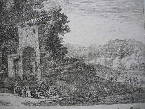 Herman van Swanevelt (c. 1603/04-c.1655) Grotte Nymphe Egeria Radierung  1650