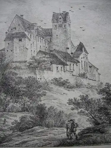 Dom Quaglio (1787-1837)  Toerring'sches Schloss Seefeld Orig Lithographie 1814