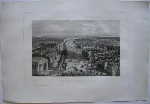 Paris Aspect General des Boulevards Orig Aquatinta  Testard 1845