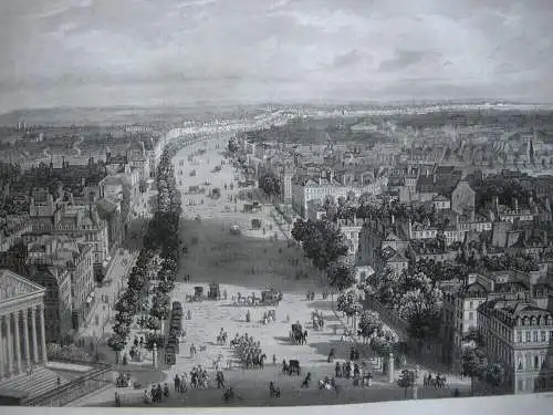 Paris Aspect General des Boulevards Orig Aquatinta  Testard 1845 