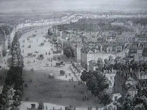 Paris Aspect General des Boulevards Orig Aquatinta  Testard 1845 