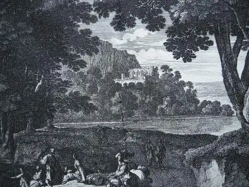 Gabriel Perelle (1603-1677) Arkadische Landschaft Orig Kupferstich 1660