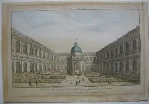 Optical view Guckkastenblatt Escorial Madrid España Orig Kupferstich 1760