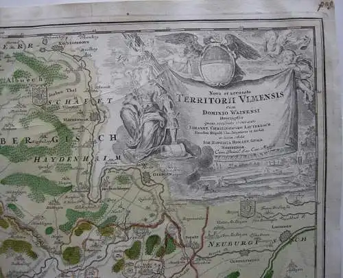 Ulm Wain Baden Württemberg altkolor Orig. Kupferstich Homann 1720