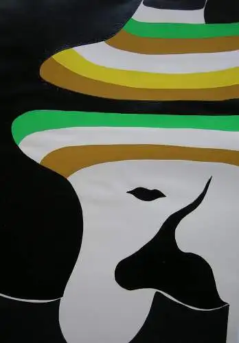 Andreas Bindl (1928-2010)  Gesicht mit Farben Serigrafie 1968 signiert Popart