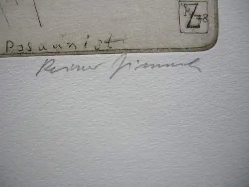 Rainer Zimnik (1930) Bob Biermeier Posaunist Orig Radierung signiert 1978