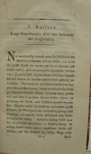 Wedekind Aufsätze Arzneimittel Purgiermittel Epedemie Mainz Leipzig 1791 Halbl.