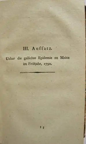 Wedekind Aufsätze Arzneimittel Purgiermittel Epedemie Mainz Leipzig 1791 Halbl.