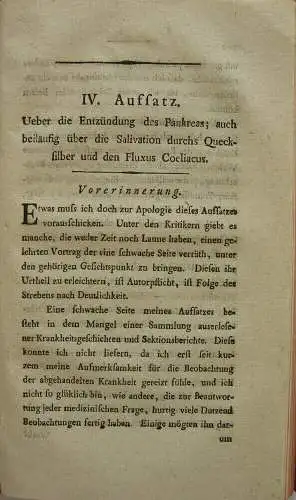 Wedekind Aufsätze Arzneimittel Purgiermittel Epedemie Mainz Leipzig 1791 Halbl.