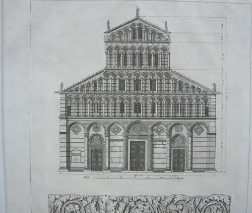 Ranieri Grassi (XIX) Facciata Primaziale di Pisa Orig Kupferstich 1829 Italia