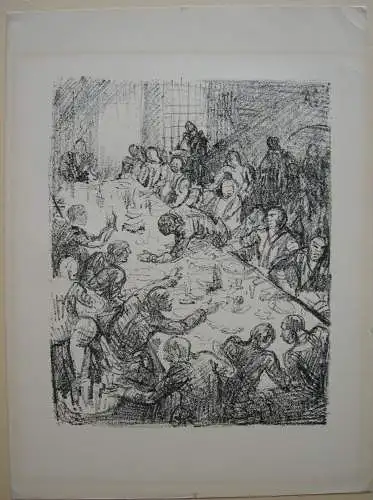 Adolf Schinnerer (1876-1949) Gastmahl Berlin Orig Lithographie 1921 Karlsruhe 