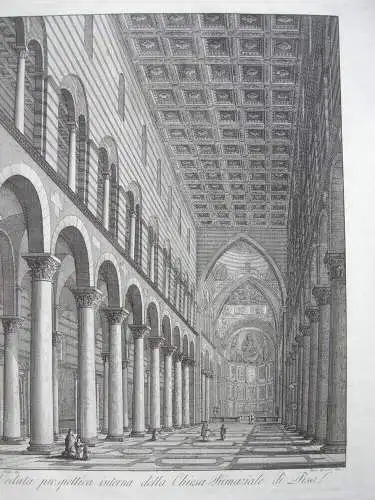 Ranieri Grassi (XIX) Chiesa Primaziale di Pisa Orig Kupferstich 1829 Italia