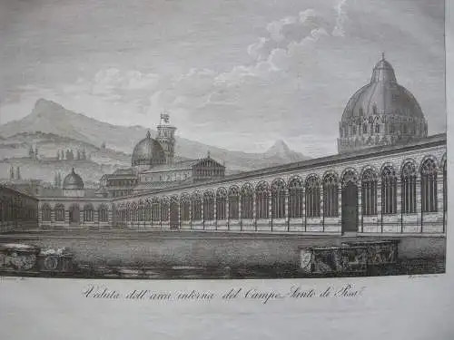 Ranieri Grassi (XIX) Campo-Santo di Pisa Orig Kupferstich 1829 Italia Italien