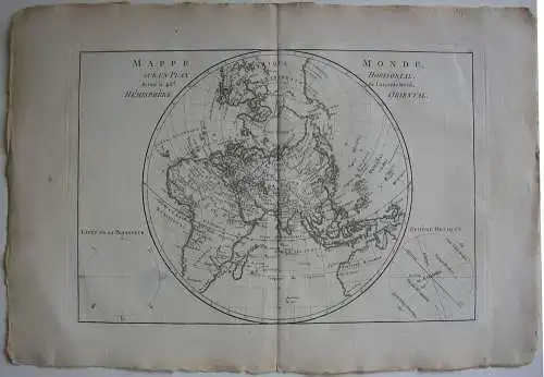 Mappe monde Hemisphäre Oriental Occidental 2 Orig Kupferstichkarten Bonne 1780