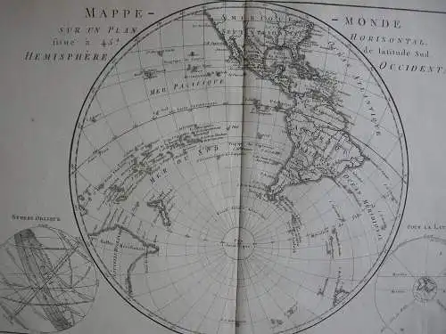 Mappe monde Hemisphäre Oriental Occidental 2 Orig Kupferstichkarten Bonne 1780