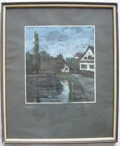 Rudof Sokol (1887-1974)  Dachau Am Kanal Orig Pastell signiert 1998 gerahmt