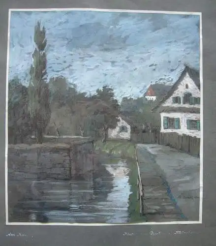 Rudof Sokol (1887-1974)  Dachau Am Kanal Orig Pastell signiert 1998 gerahmt