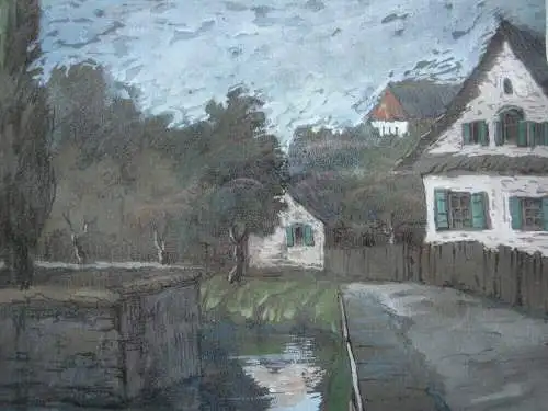 Rudof Sokol (1887-1974)  Dachau Am Kanal Orig Pastell signiert 1998 gerahmt