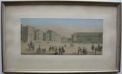 München Barerstraße Alte Pinakothek Orig Farblithografie Grünwedel 1864