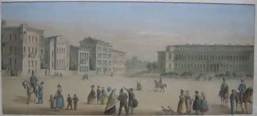 München Barerstraße Alte Pinakothek Orig Farblithografie Grünwedel 1864