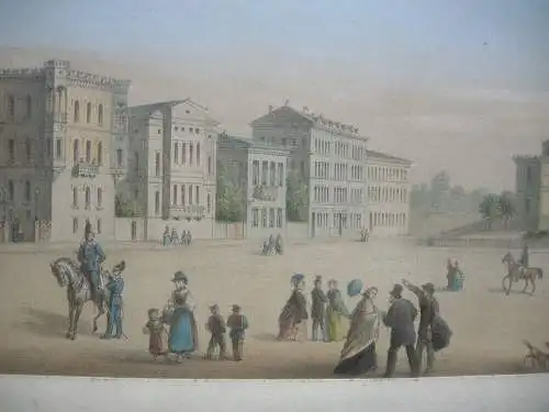 München Barerstraße Alte Pinakothek Orig Farblithografie Grünwedel 1864