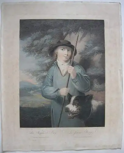 Shepherd Boy kolor Orig Aquatintaradierung 1801 W. Bond Schafhirte Schäferjunge