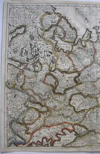 Russland Russici Moscoviae kolor Orig. Kupferstichkarte F. de Witt um 1650