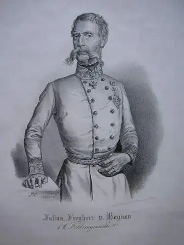 Julius von Haynau österr Feldzeugmeister Orig. Lithografie Jos Kriehuber 1850