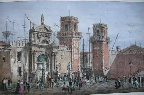 Venedig Eingang Arsenale Orig Farblithografie P. Chevalier nach Canal um 1840