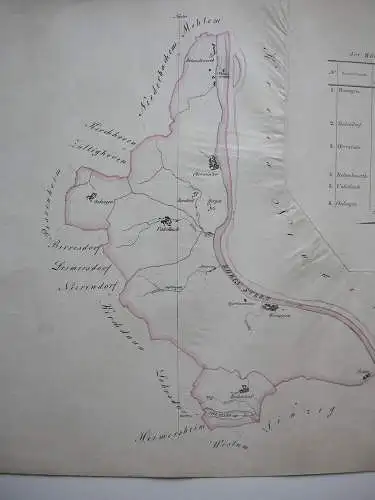 Karte Bürgermeisterei Remagen Rheinland Pfalz kolor Orig Kupferstich 1820