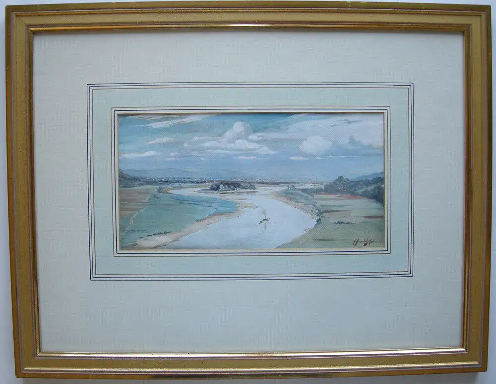 Friedrich Arnold (1831-1862) Scharfenberg Dresden Orig Aquarell sign 1850 Rahmen 0