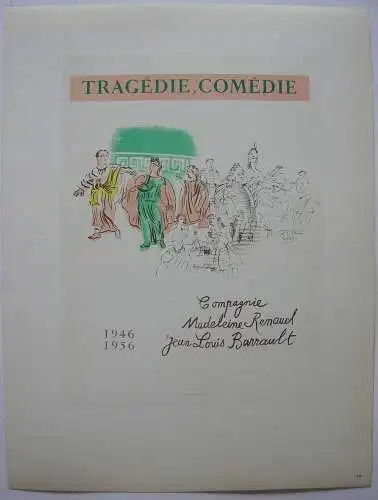 Raoul Dufy Tragédie Comédie Renaud Orig Lithografie 1959 Maitres de l'Ecole 