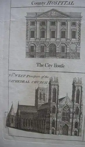York Plan of the City Orig Kupferstich Chassereau 1766 England copper plate