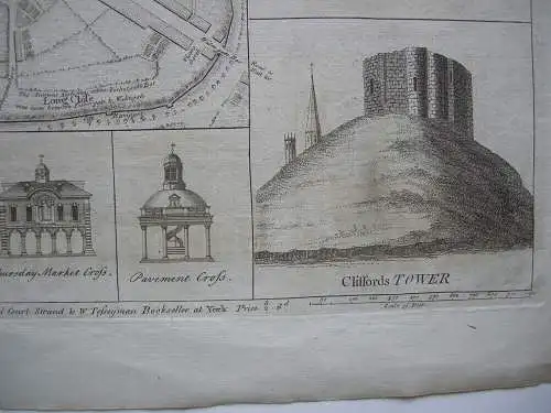 York Plan of the City Orig Kupferstich Chassereau 1766 England copper plate
