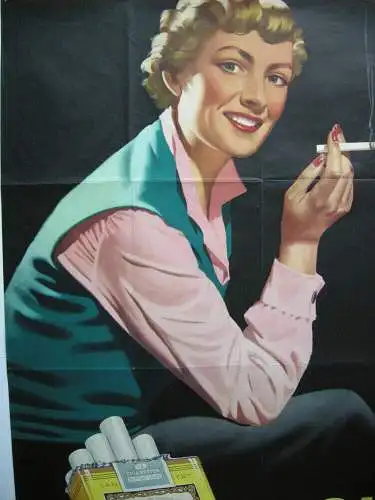 Plakat Reklame Mokri Traditions-Zigaretten Werbeplakat Orig Lithografie 1960