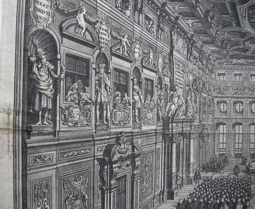 Rathaus Augsburg Godener Saal Orig Kupferstich Salomon Kleiner 1730 Elias Holl