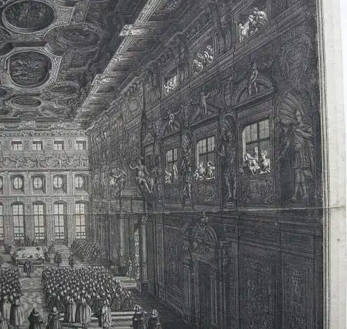 Rathaus Augsburg Godener Saal Orig Kupferstich Salomon Kleiner 1730 Elias Holl