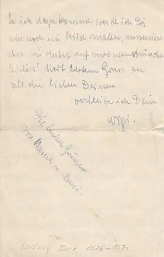 Ludwig Bock (1886-1971) Autograph Brief Tuschzeichnung Karikatur 1906